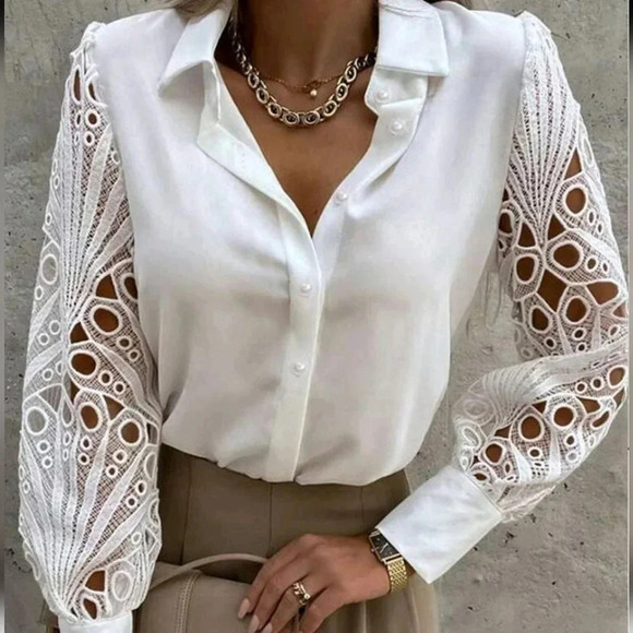 Clasi Contrast Lace Button Front - Picture 1 of 4